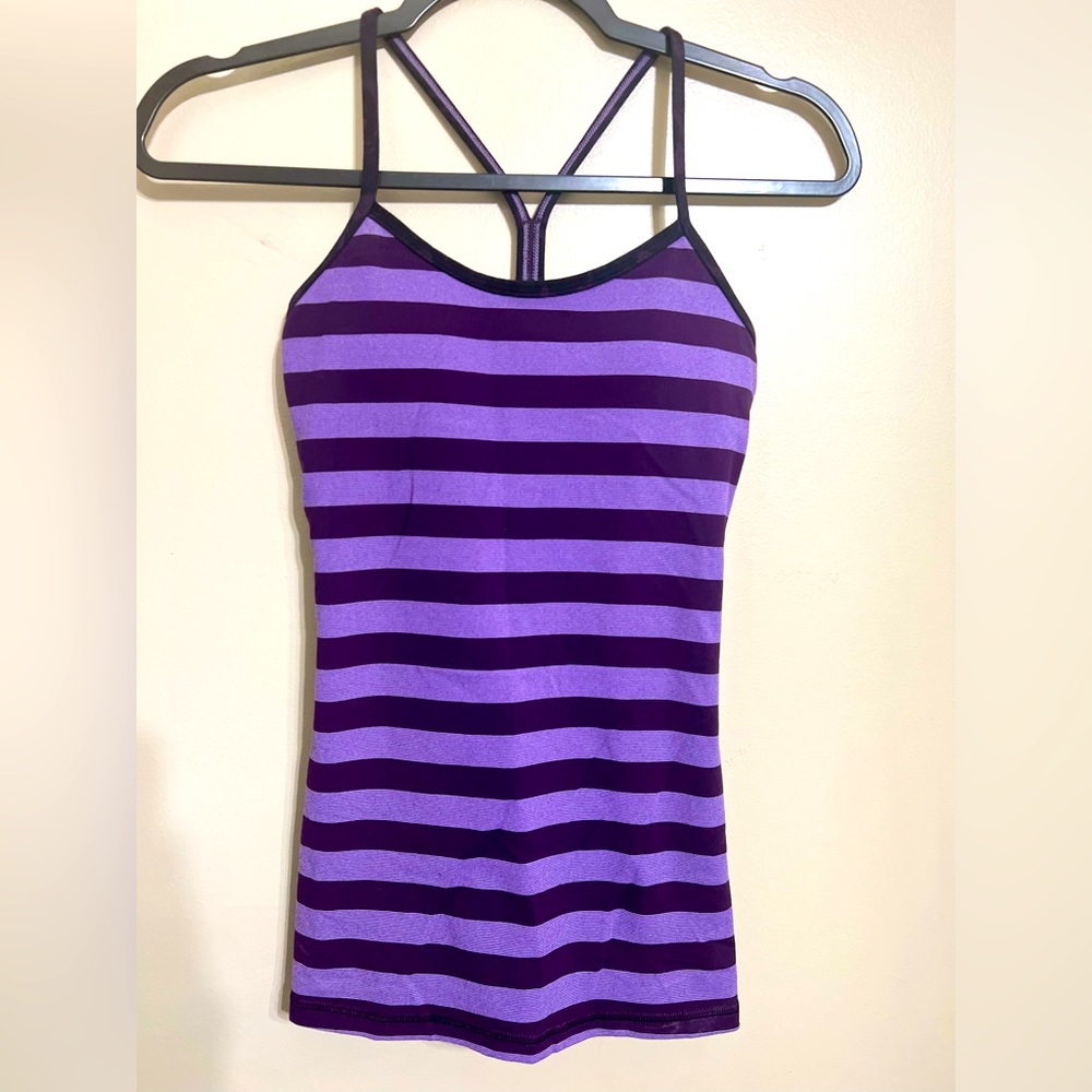 Lululemon Power Y Tank *Luon Micro Macro Stripe Deep Zinfandel/Baroque, SIZE 2.